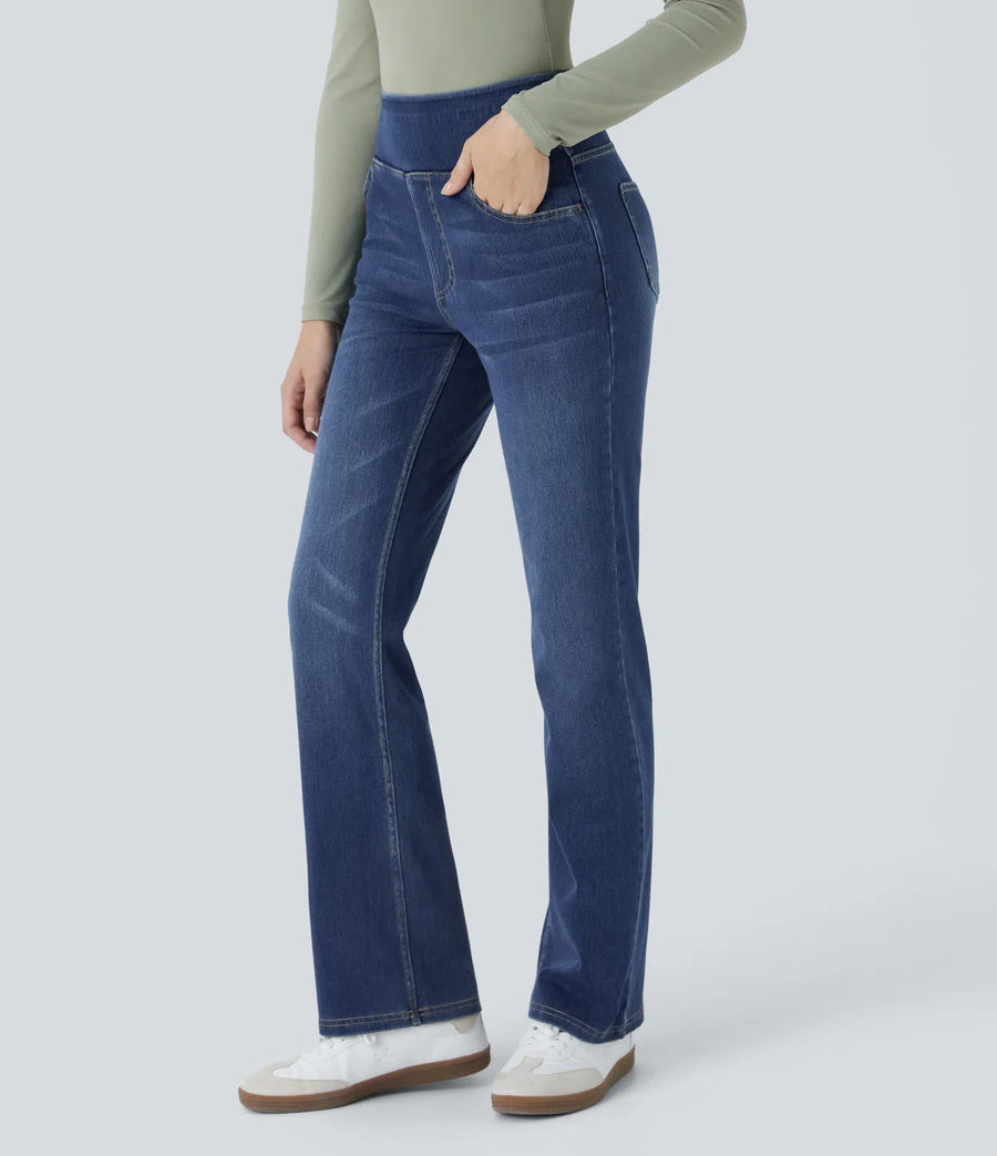 NoodLAB Flex™ Yüksek Bel Düz Paça Jean