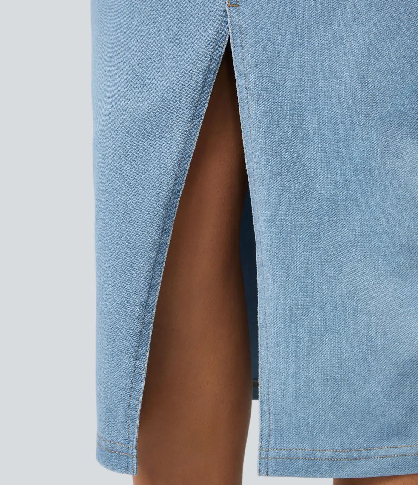Noodlab Flex™ Yüksek Bel Denim Midi Etek