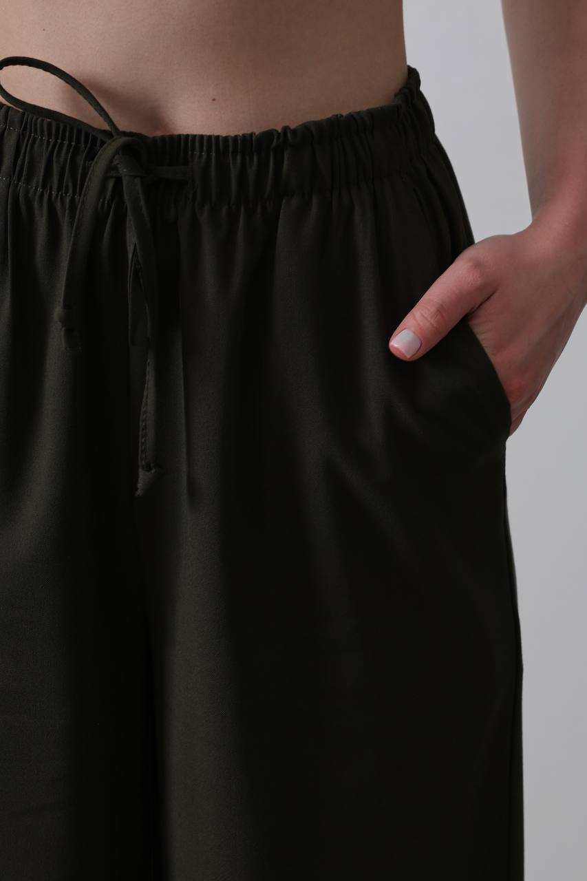 Beli Lastikli Bol Paça Pantolon