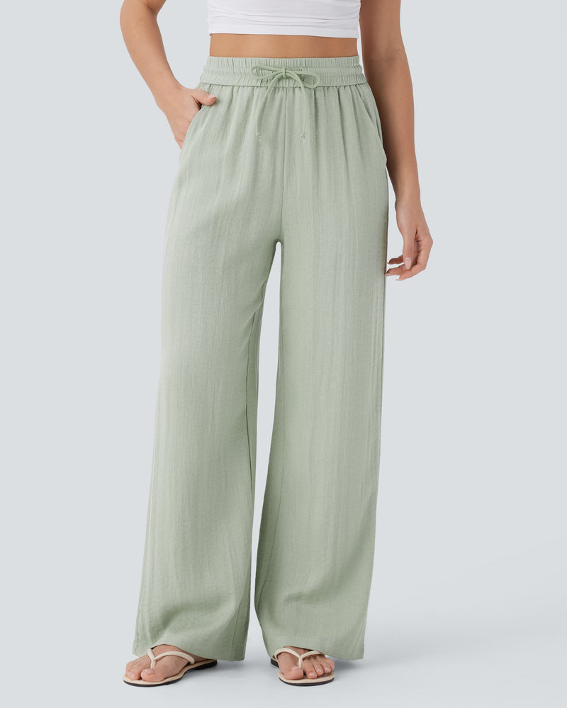 Noodlab Breeze™ Beli Lastikli Wide Leg Pantolon
