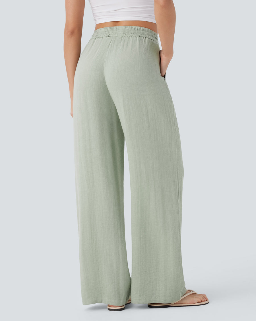 Noodlab Breeze™ Beli Lastikli Wide Leg Pantolon